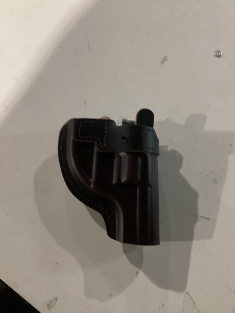 Condition photo showing Good Condition for OWB Leather Revolver Holster Fits .38 Special & J Frame Revolvers for Taurus 327/605/856/905 fits S&W 360PD/442/637/640/642 and SP101. Available in 2"/2.25", 2.5"/3" Barrel Options Outside The Belt Right-(2" 2.25" Barrels) Thumb Break/Brown
