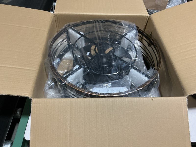 Condition photo showing Good Condition for edishine 21" pre-assembled ceiling fans with lights flush mount, 10%-100% dimmable, rustic low profile caged ceiling fan with remote, small farmhouse fan light ceiling for kitchen bedroom brushed gold