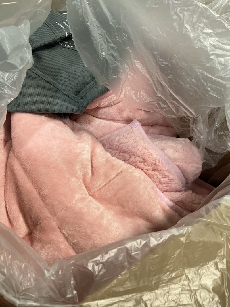 Condition photo showing As Is for Wemore Sherpa Fleece Weighted Blanket for Adult, 20 lbs Dual Sided Cozy Fluffy Heavy Blanket, Ultra Fuzzy Throw Blanket with Soft Plush Flannel Top, 60 x 80 inches Pink on Both Sides Pink 60" x 80" 20lbs