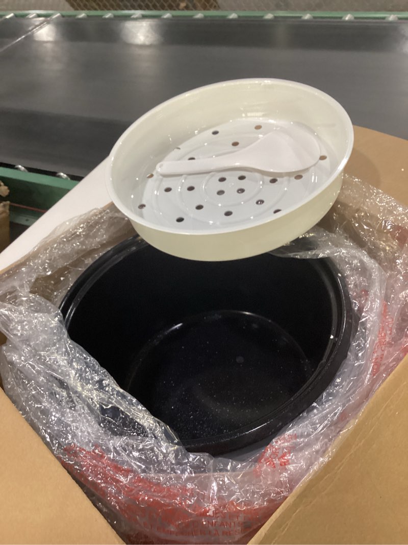 Condition photo showing Good Condition for BLACK+DECKER Rice Cooker 28 Cups Cooked (14 Cups Uncooked) with Steaming Basket, Removable Non-Stick Bowl, White 28-cup rice cooker