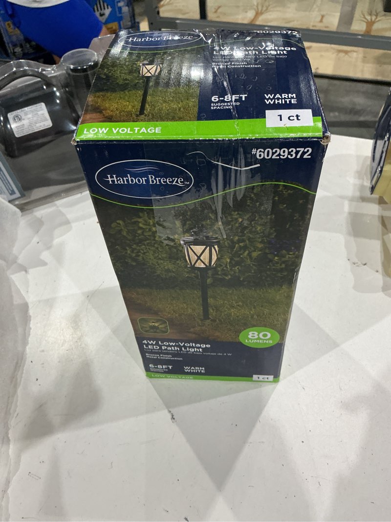 Condition photo showing As Is for harbor breeze 80 -lumens bronze low voltage hardwired led outdoor path light 3000-k