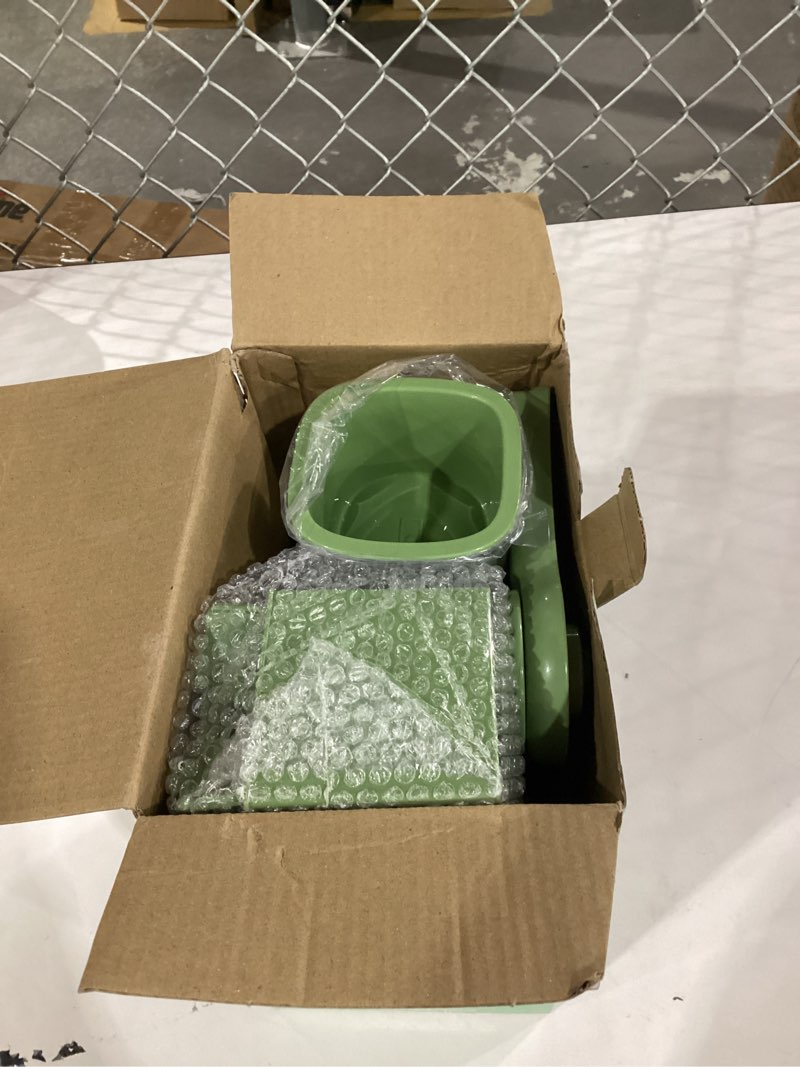 Condition photo showing Good Condition for susteas rotary cheese grater with handle - vegetable shredder with 5 well-designed blades & strong suction base,round mandoline slicer & food chopper for kitchen,with blade storage box(retro green)