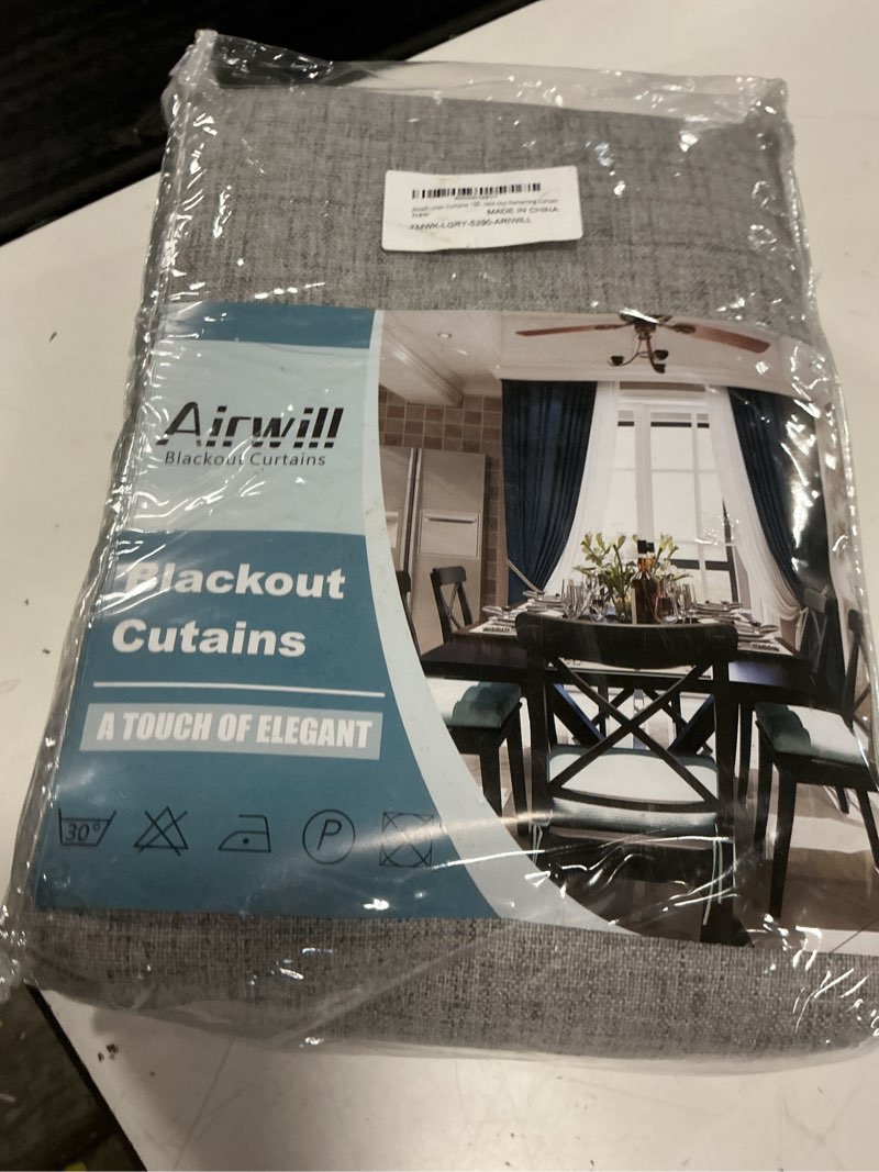 Condition photo showing New/Like New for airwill blackout curtains - 2 panels 90 inch long natural linen drapes for bedroom living room - thermal insulated and darkening - back tab and rod pocket (52x90 inch, light grey)
