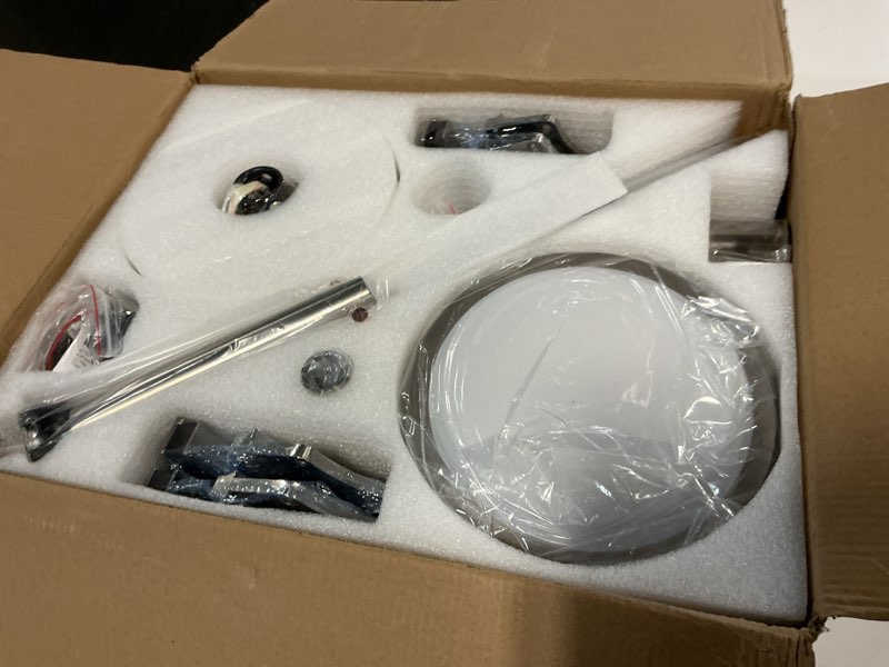 Condition photo showing New/Like New for 42 inch brushed nickel ceiling fan with light and remote control,dimmable 3 color temperatures led ceiling fan,6 speeds reversible dc motor,5 blades modern ceiling fans for indoor or covered outdoor 42 inch-nickel