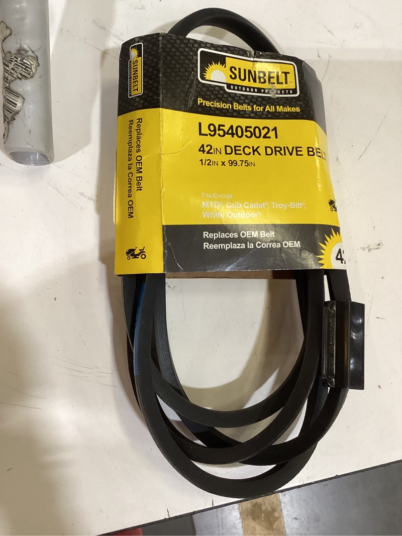 Condition photo showing As Is for sunbelt l-95405021 42-in deck/drive belt for riding mower/tractors
