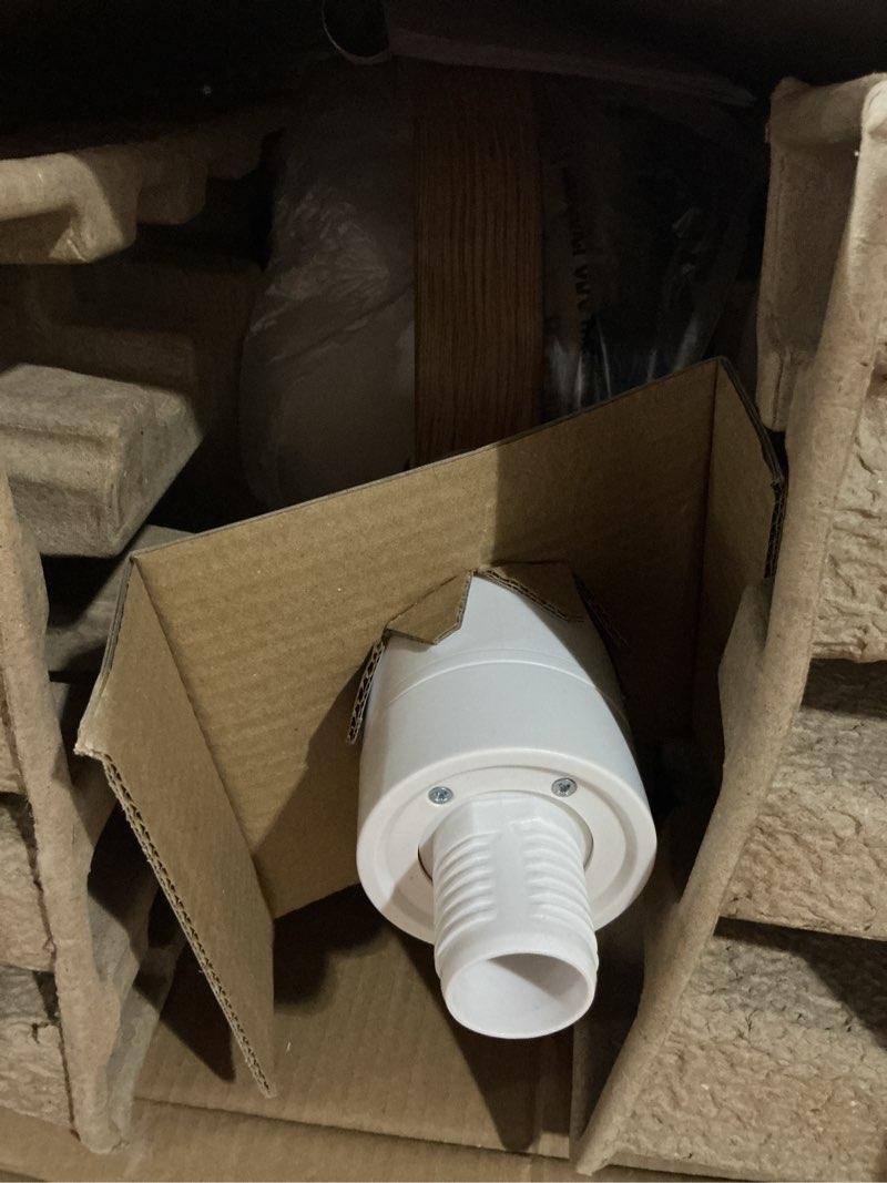 Condition photo showing As Is for better homes & gardens 8 inch air circulator pedestal fan, juliet collection, white and light honey