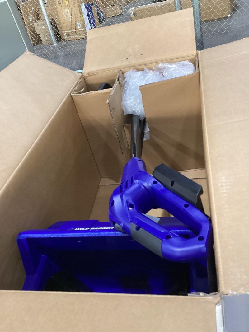 Condition photo showing As Is for USED NOT TESTED Electric Snow Shovel 40V 15\" Cordless Brushless with 4.0Ah Battery and Charger for Wet Snow and Heavy Snow