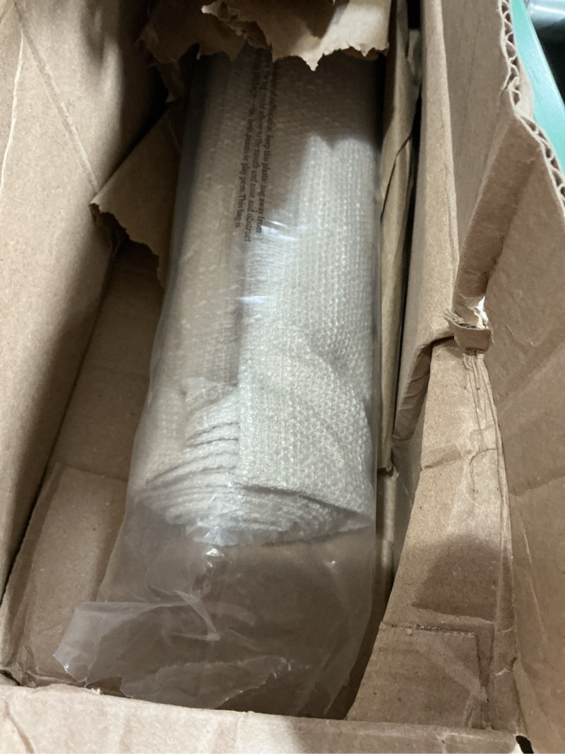 Condition photo showing Good Condition for madison park cordless roman shades, total blackout window blind privacy window shades, thermal insulated cordless window treatment for bedroom, living room, quincy, single panel 27" w x 64" h linen 27"w x 64"h total blackout - linen slub