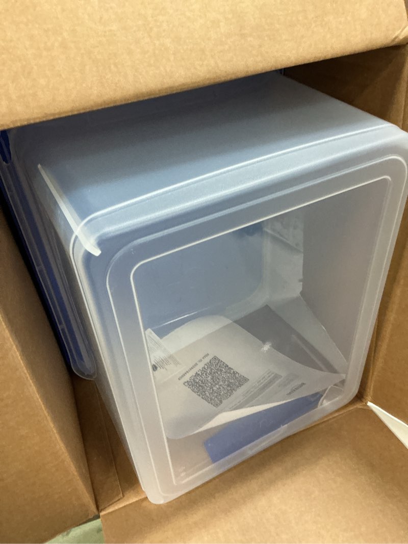 Condition photo showing As Is for bankers box heavy duty plastic file box with hanging rails, letter/legal, 1 pack (0086205) letter / legal