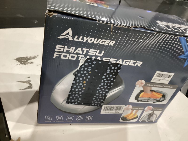 Condition photo showing New/Like New for ALLYOUGER Shiatsu Foot Massager with Heat,Vibration,Air Compression and Deep Kneading for Plantar Fasciitis, Neuropathy,Improve Foot Wellness,Gifts for Women & Men?Silver?