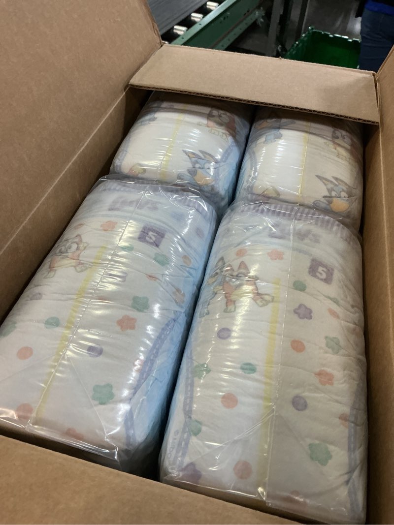 Condition photo showing New/Like New for luvs diapers - size 5, 172 count, bluey platinum protection baby diaper size 5 172