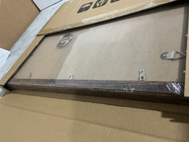 Condition photo showing Good Condition for hongkee 16x20 frames set of 2, rustic brown wood style - display 16 x 20 picture without mat or 11x14 picture with mat, wall mounting horizontal and vertical rustic brown 16x20 in