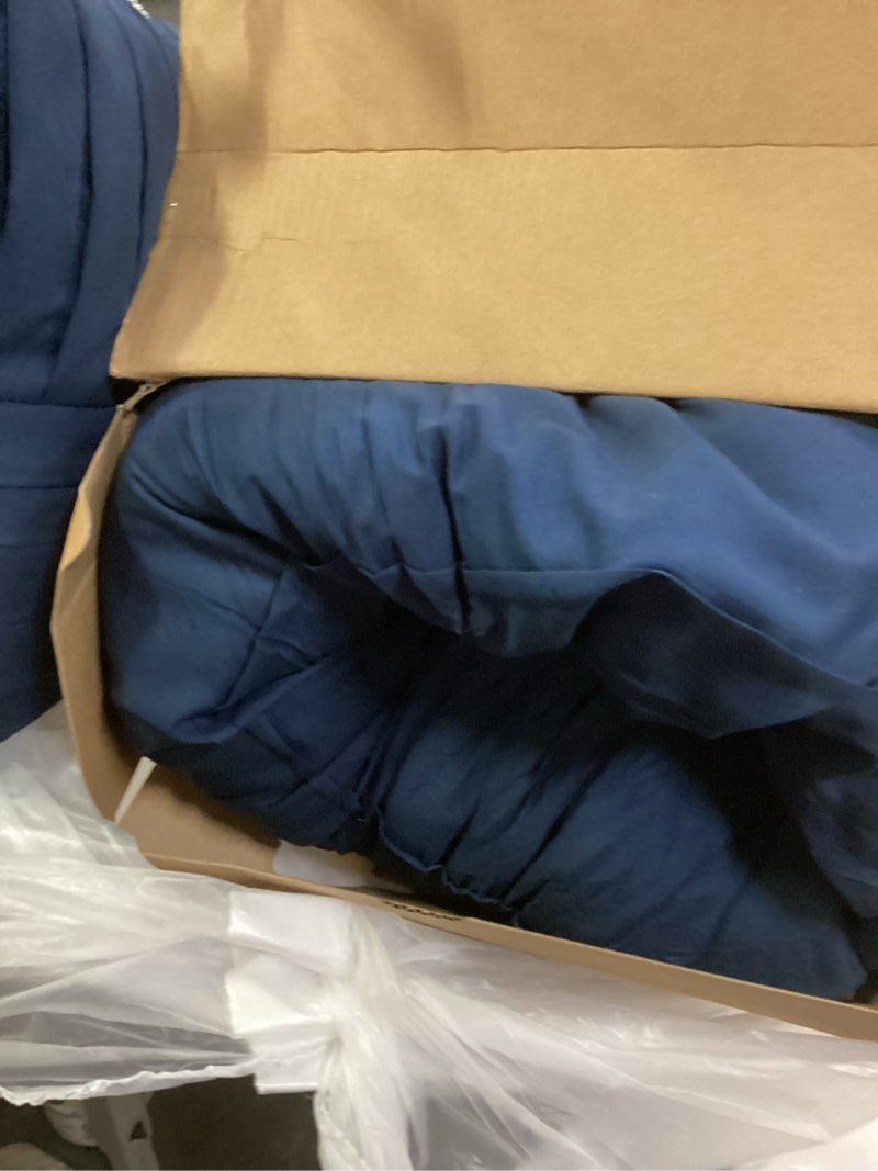 Condition photo showing As Is for Bedsure Queen Comforter Set - 4 Pieces Pinch Pleat Bed Set, Navy Blue Boho Bedding for All Season, 1 Soft Comforter, 2 Pillowcases, 1 Decorative Pillow Queen 01 - Navy