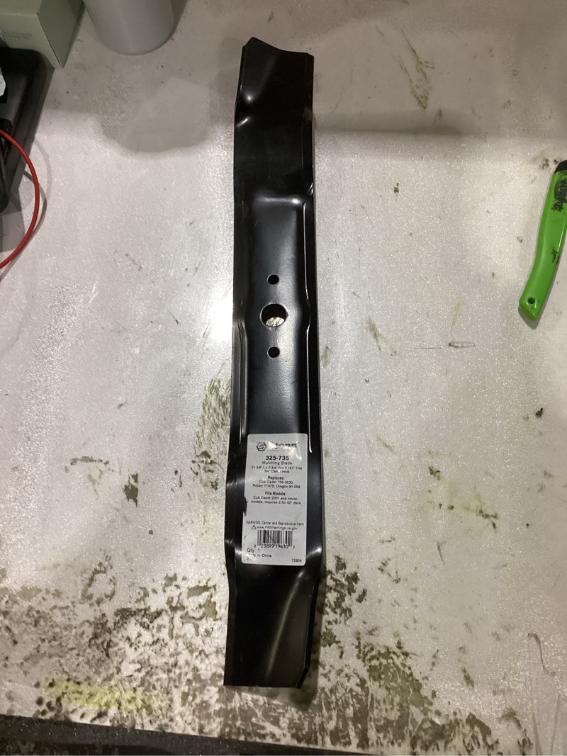 Condition photo showing New/Like New for Stens 325-735 Cub Cadet 759-3830 Mulching Blade,Black