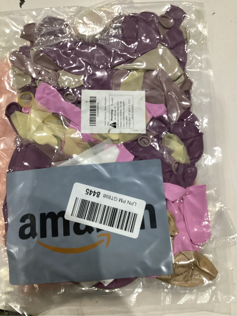 Condition photo showing New/Like New for ouddy party dusty purple balloon arch garland kit, different sizes 18 12 10 5inch purple pink lavender sand rose gold metal confetti balloon for bridal baby shower wedding birthday party decoration
