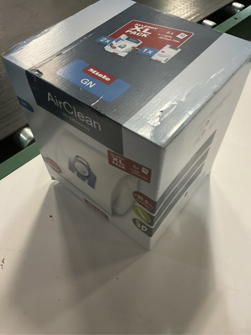 Condition photo showing New/Like New for Miele Original Allergy Pack for Miele Complete C2/C3, Classic C1, and S8/S5 Models, Includes 8 AirClean 3D Efficiency GN Vacuum Cleaner Bags and 1 SF-HA 50 HEPA AirClean Filter – 11214190