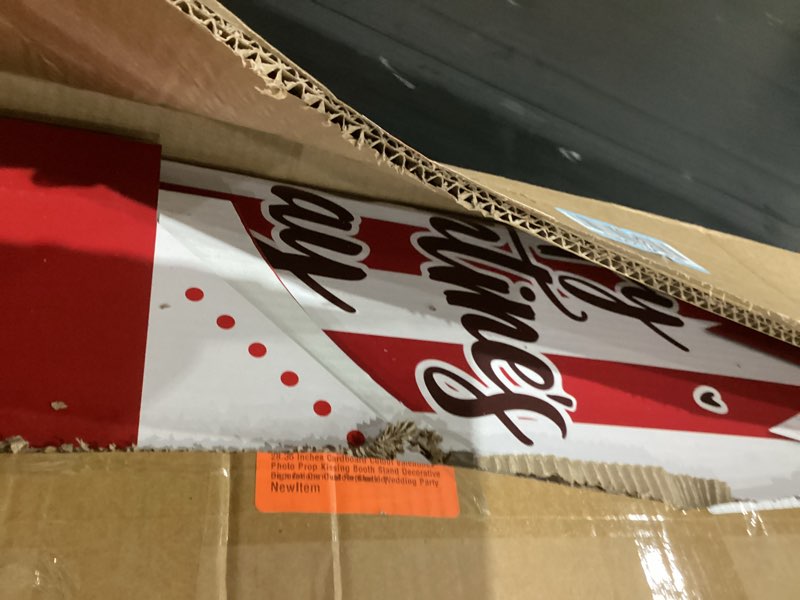 Condition photo showing As Is for Valentine's Kissing Booth 54 x 28 in Valentines Photo Prop Kissing Booth Stand Cardboard Cutout Decorative Sign for Carnival Romantic Wedding Party Outdoor Decorations(Classic)