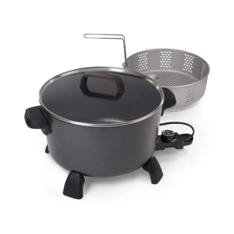 presto 06009 10-quart kitchen kettle xl multi-cooker, steamer and deep fryer, black
