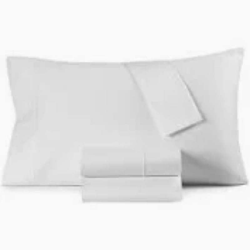 Double Stitch Organic Cotton Sheets Cal King Size - Soft & Breathable Sheet Set 4 Piece, Luxury 300 