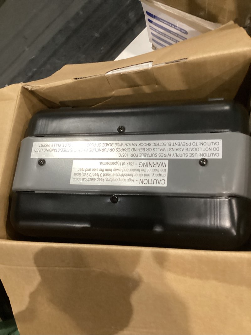 Condition photo showing As Is for Comfort Zone Electric Portable Milkhouse Style Utility Space Heater with Adjustable Thermostat, 3-Prong Plug, Overheat Protection, & Tip-Over Switch, Ideal for Garage or Workshop, 1,500W, Black