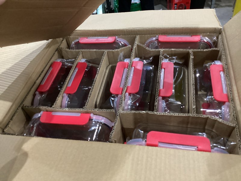 Condition photo showing New/Like New for VERONES 10 Pack 22 OZ Glass Meal Prep Containers, Airtight Glass Lunch Containers Set, Glass Food Storage Containers with Lids,Exclusive of BPA, for Microwave, Oven, Freezer & Dishwasher Friendly,Red