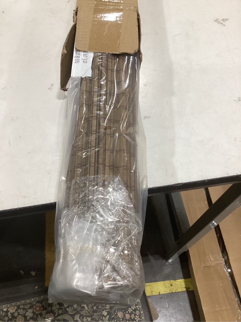 Condition photo showing Good Condition for lazblinds cordless bamboo roman shades, privacy blinds for interior windows, room darkening roll up bamboo blinds for home & patio, 34.5" w x 48" h, highfield teak pricacy - highfield teak 34.5" w x 48" h