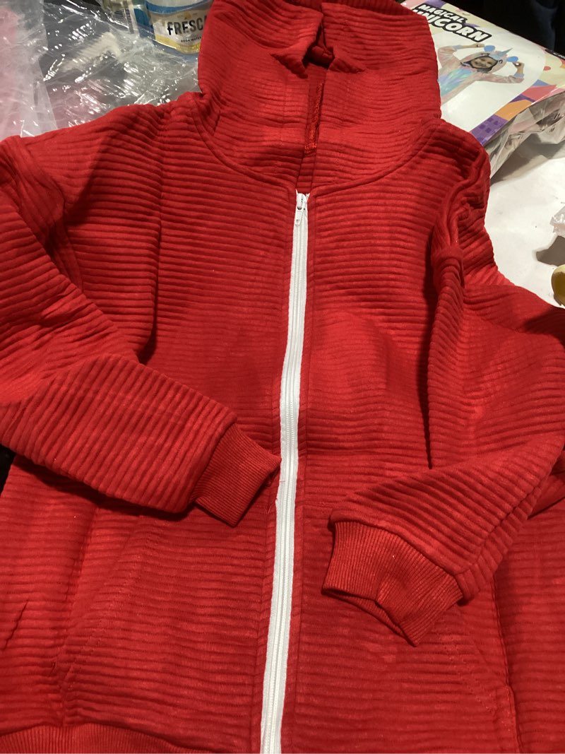 EVERYDAY KIDS Girls Red Zip-Up Hoodie – Soft Fleece Jacket with Hood – All-Season Kids Sweatshirt for School, Play, or Layering