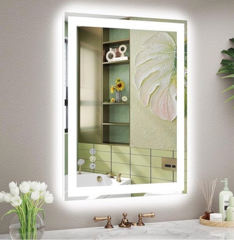 24x32 LED Bathroom Mirror with Lights, Super Bright Front & Backlit Vanity Mirror for Wall, Anti-Fog & Memory Smart Mirror, 5mm Shatter-Proof Tempered Glass, ETL Listed, Vertical/Horizontal
