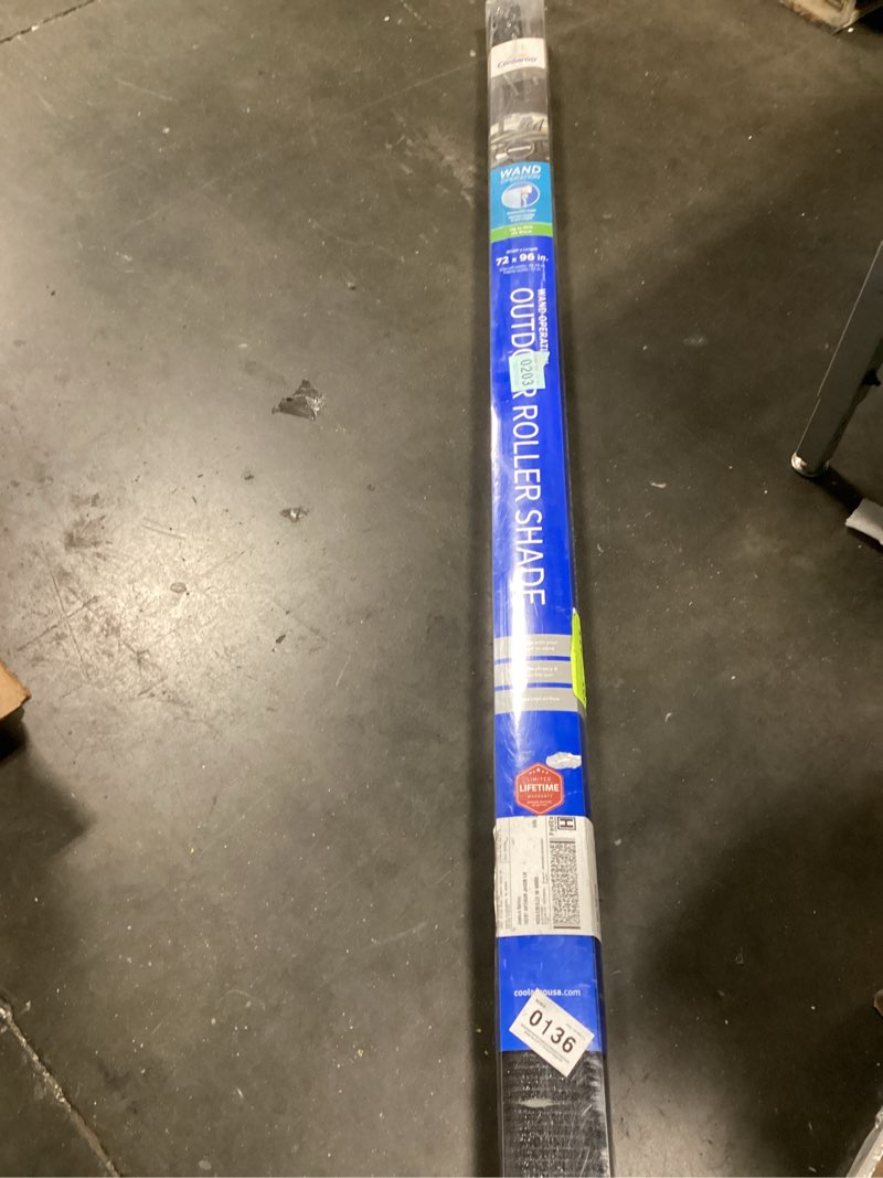 Condition photo showing As Is for coolaroo wand operation outdoor roller shade