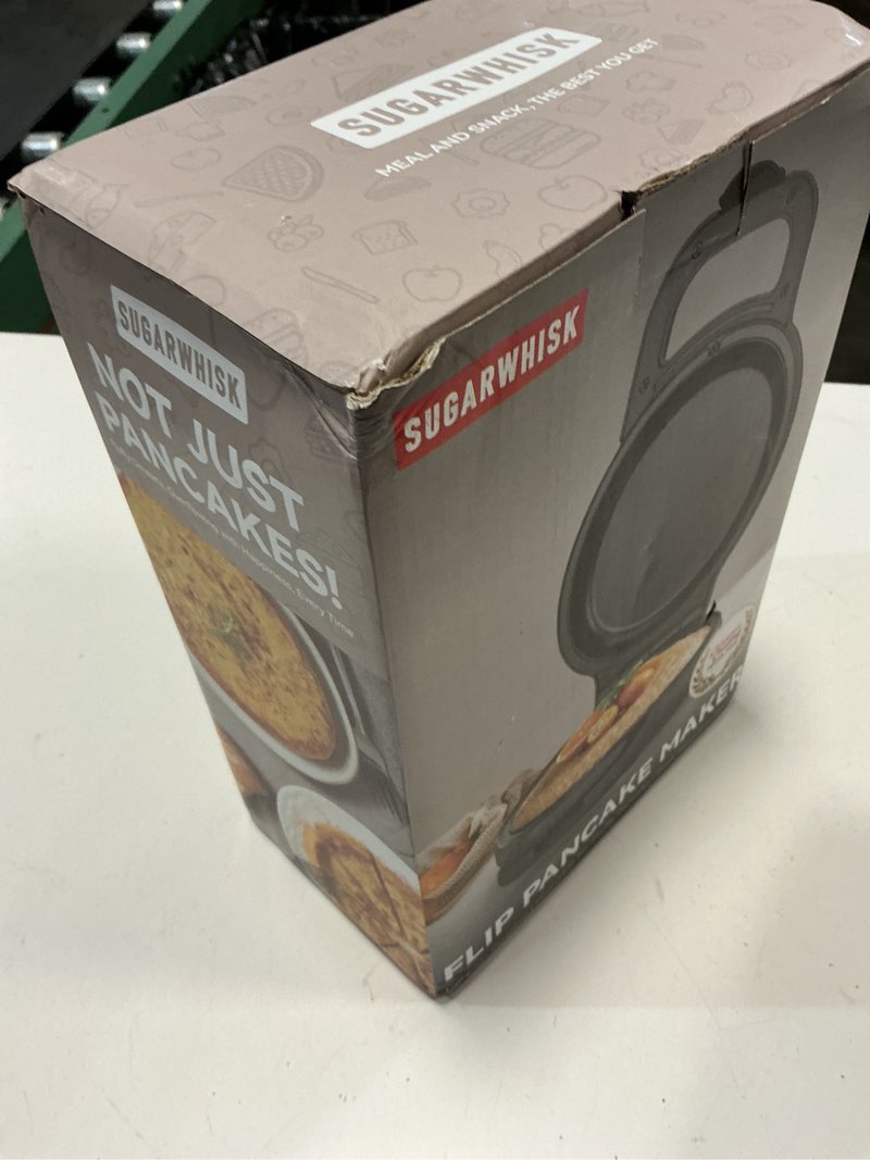 Condition photo showing New/Like New for sugarwhisk flip pancake maker machine, ceramic coated pancake pan for 6.5 inch pancakes, omelette, crepe & quesadilla, frittata, double sided omelette pan nonstick, graphite flip pancake maker (graphite)