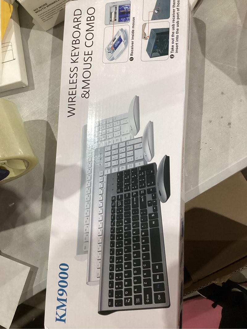 Condition photo showing Good Condition for Wireless Keyboard and Mouse Ultra Slim Combo, TopMate 2.4G Silent Compact USB 2400DPI Mouse and Scissor Switch Keyboard Set with Cover, Batteries Included, for PC/Laptop/Windows/Mac - Rose Gold White