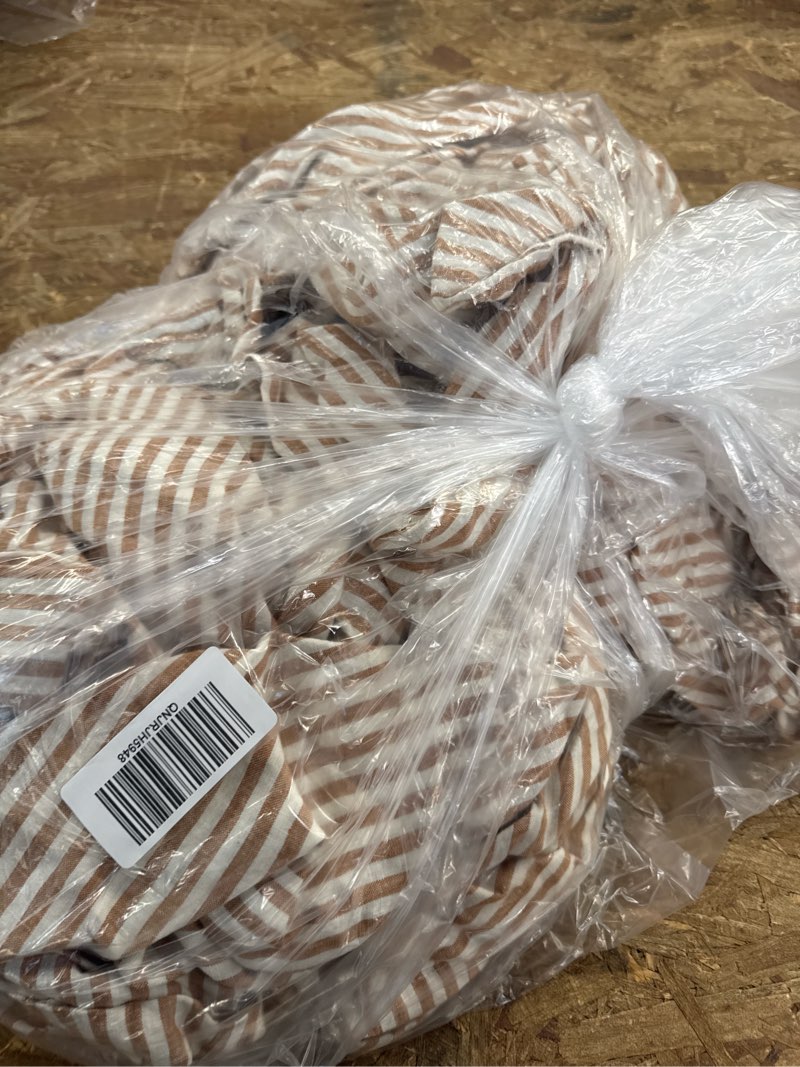 Condition photo showing Good Condition for european linen stripe duvet cover set, king/cal king, terracotta/white stripe