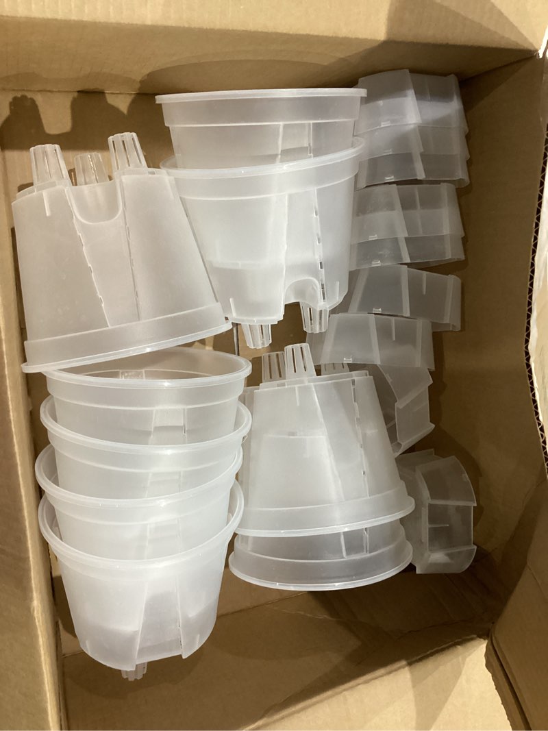 Condition photo showing As Is for Self Watering Pots for Indoor Plants with Deep Reservoir and High Drainage Holes for Outdoor Plants and Flowers, Bare Root Planter(5.91'',Clear,9 Pcs) 5.91'' Clear 9