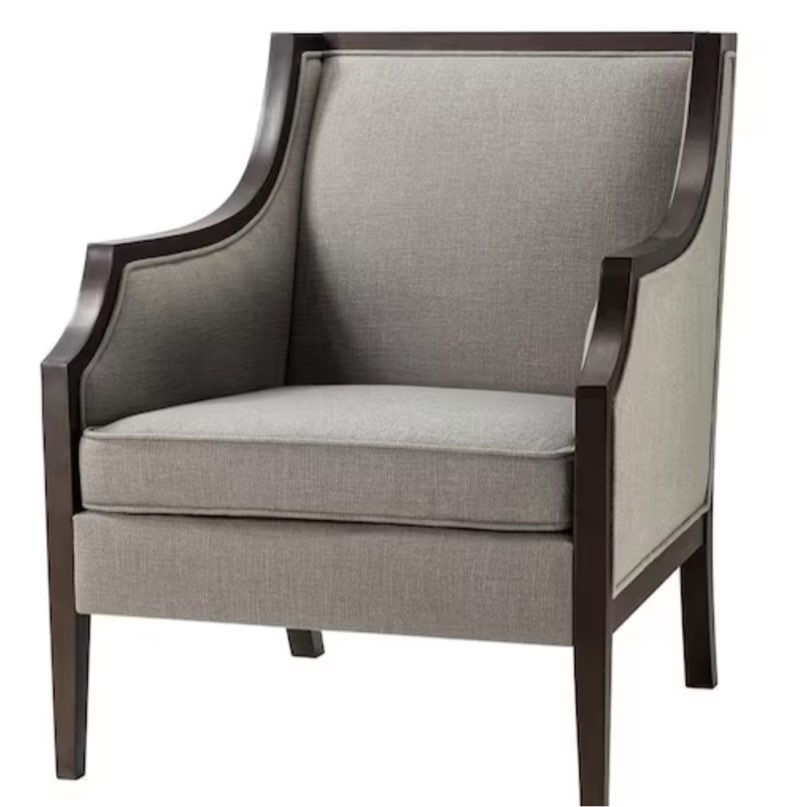 Falco Grey Traditional Wingback Armchair with Solid Wood Legs