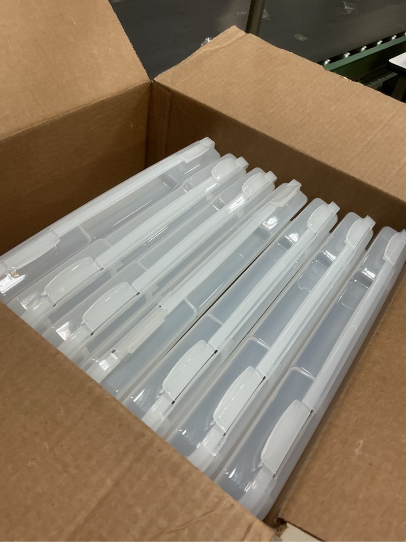 Condition photo showing Good Condition for IRIS USA Board Game Storage Craft Organizer Box with Snap-Tight Latch Lid, 10-Pack Portable Plastic Case Bin for Puzzles, Magazines, Hobbies, Art Supplies, Fits 8.5" x 11" & A4 Papers, Slim, Clear