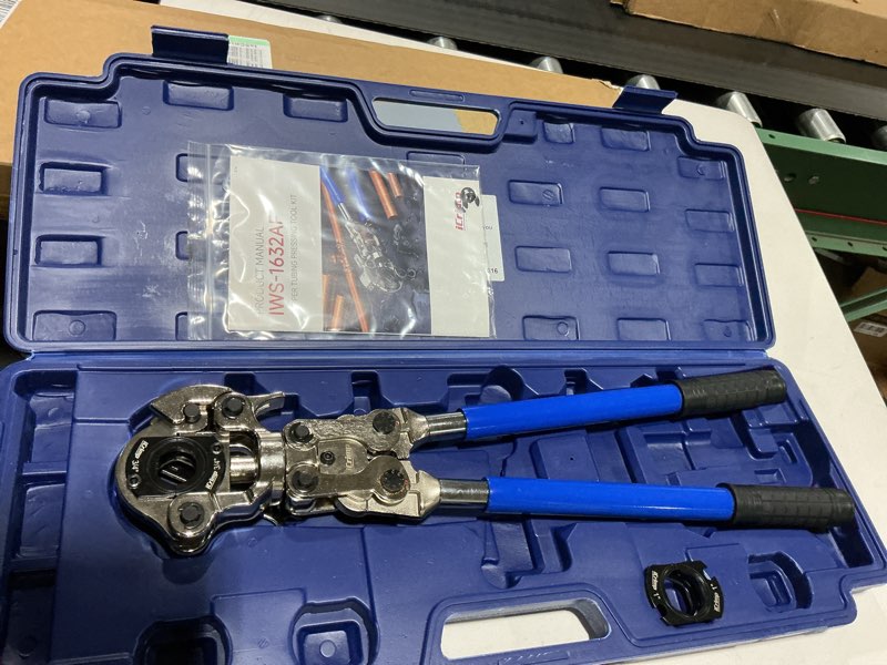 Condition photo showing Good Condition for icrimp copper tube fittings crimping tool with 1/2,3/4 and 1-inch jaw for propress copper fitting iwiss-1632af 1632af for 1/2" 3/4" 1"