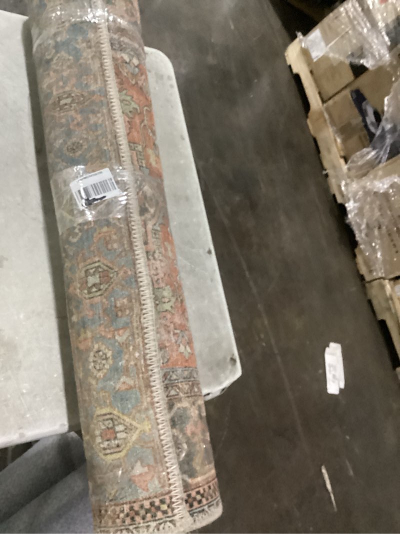 Condition photo showing As Is for loloi loren collection lq-15 terracotta/sky 2'-6" x 7'-6" runner rug terracotta / sky 2'6" x 7'6" (rectangular)