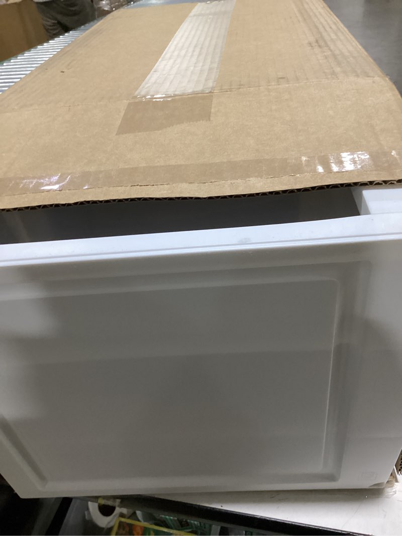 Condition photo showing As Is for homz clear plastic 3 drawer medium home organization storage container tower with 3 large drawers and removeable caster wheels, white frame