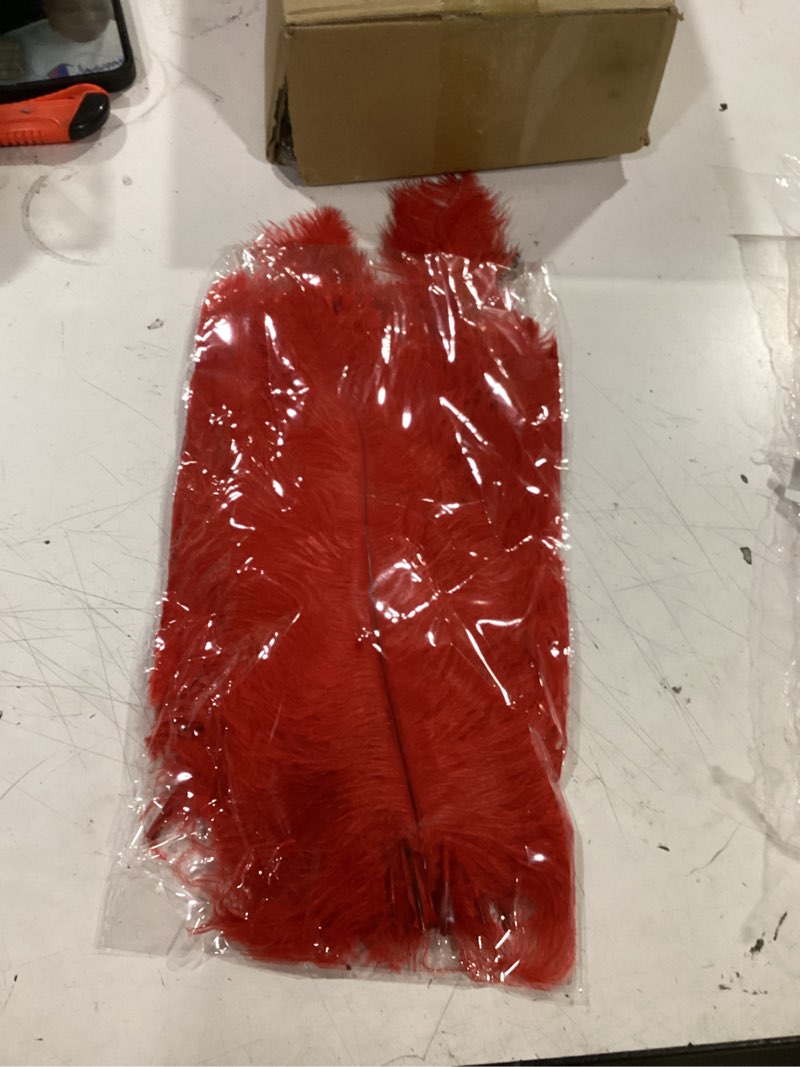 Condition photo showing Good Condition for maitys 90 pcs large natural ostrich feathers bulk 14-16 inch (35-40cm) 12-14 inch (30-35cm) 10-12 inch (25-30cm) ostrich feathers plumes for centerpieces wedding(red)