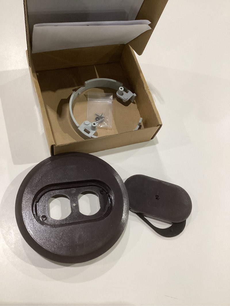 Condition photo showing As Is for E97DSB Dark Brown Floor Box Cover Kit,Round Floor Duplex Receptacle Flush Mount Cover,Caramel Floor outlet Cover Replace,Fit For Tile and Carpet Installations And More