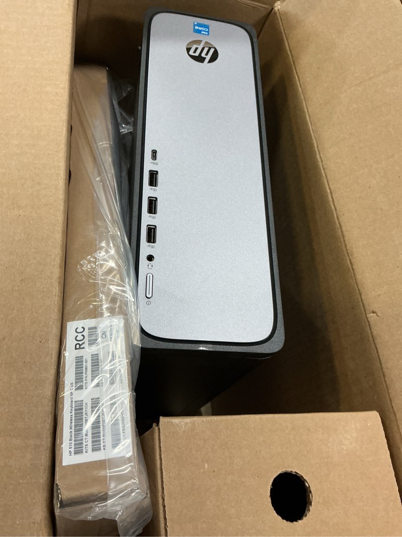Condition photo showing Good Condition for hp omnidesk desktop pc, intel core i3-14100, 8 gb ram, 512 gb ssd, intel uhd graphics 730, windows 11 home, microsoft copilot, meteor silver, m02-0010 (2025)