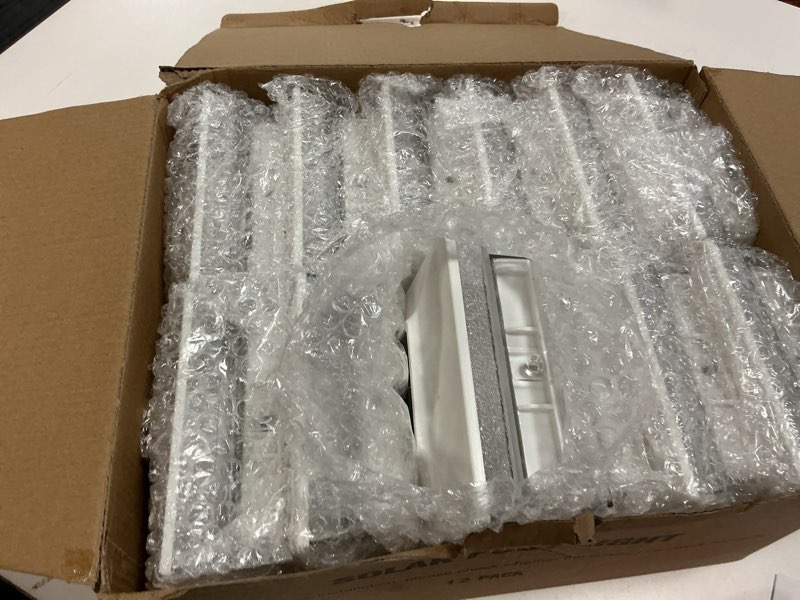 Condition photo showing Good Condition for solar post cap lights 12 packs for 4x4 wooden/vinyl posts, ip65 waterproof fence post solar lights with warm/cool/neutral lighting, outdoor post lights for garden, patio, porch- white white 4*4" 12 pack