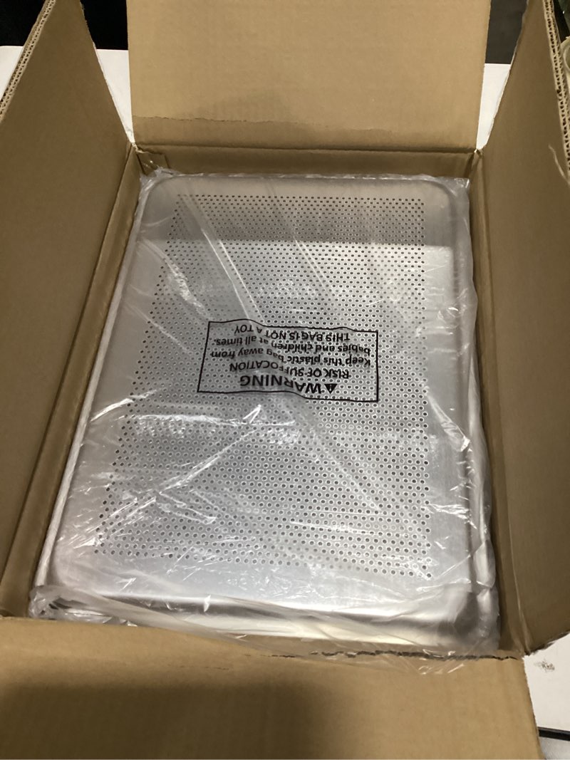 Condition photo showing As Is for hardura aluminum perforated baking sheet pan 18”l x 13”w x 1”h cookie sheet, 6packs, for oven in bakery & restaurant, kitchen 6pack perforated 18" x 13"