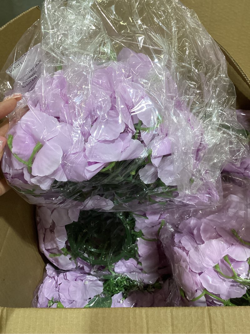 Condition photo showing Good Condition for blosmon artificial flower balls centerpieces: 10 pcs 11.8" lilac rose hydrangea wedding fake flowers ball arrangement center pieces for table silk floral bouquet with base for party home decor diam 11.8" - 10 pcs lilac