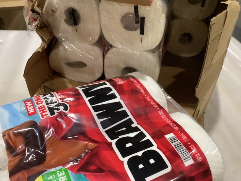 Condition photo showing New/Like New for Brawny Tear-A-Square 3-Ply Paper Towels, 12 XL Family = 30 Regular Rolls, Strong, Absorbent, and Durable with 3 Sheet Sizes (Quarter, Half, Full) Family 12 XL Family Rolls