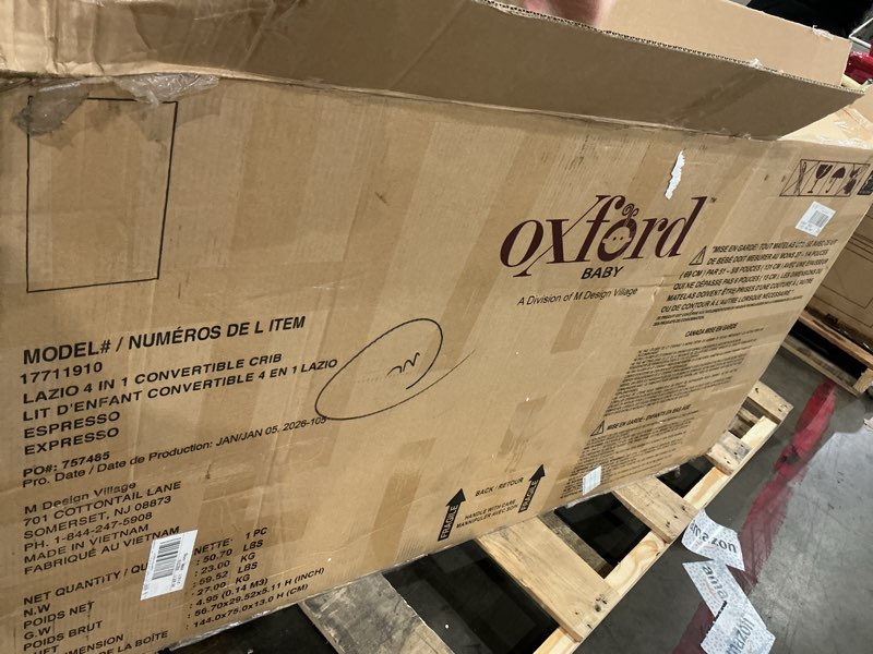 Condition photo showing Good Condition for oxford baby lazio 4-in-1 convertible baby crib, espresso brown, greenguard gold certified