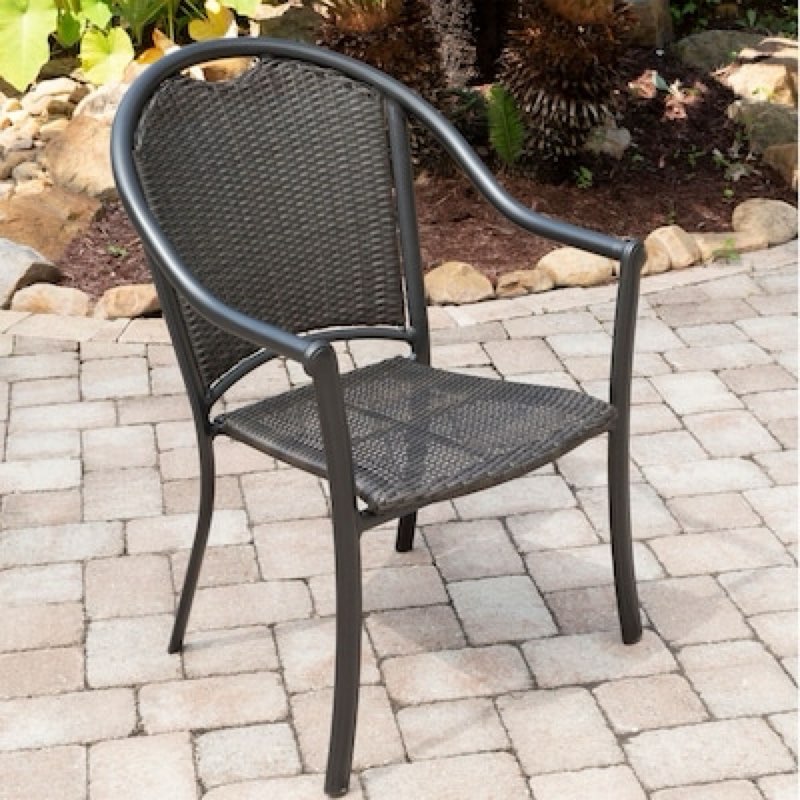 Hanover Gray Aluminum Frame Stationary Dining Chair with Gray Woven Seat
