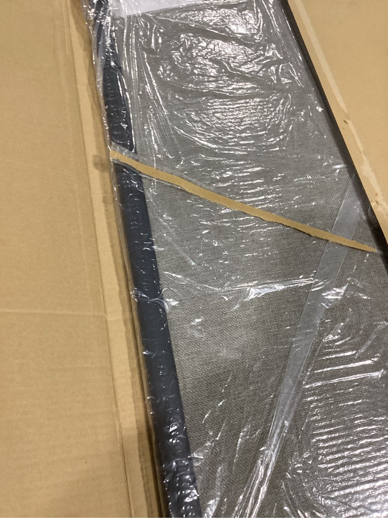 Condition photo showing As Is for quartet bulletin board, fabric, 3 x 2 feet, office bulletin boards, contour gray plastic frame (7693g)