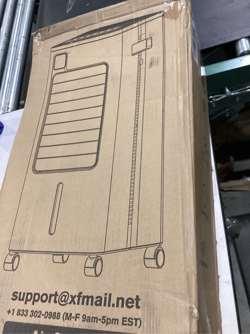 Condition photo showing As Is for Portable Air Conditioners, Evaporative Air Cooler, Quiet Operation, 1-12H Timer for Auto Shut-off, 5 Modes & 3 Speeds, 2 Gallon Water Tank, Oscillating Windowless Air Conditioner, White