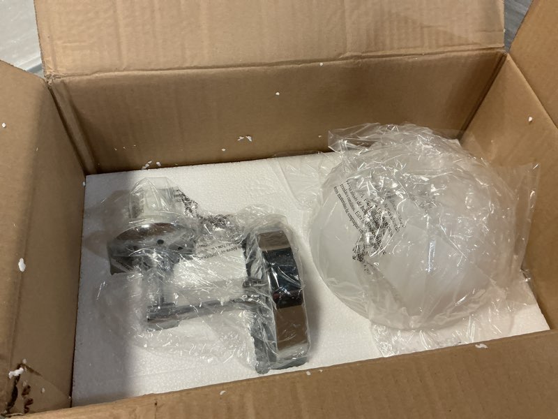 Condition photo showing As Is for XiNBEi Lighting Globe Wall Sconce Modern 1 Light Chrome Sconce Bathroom Opal Glass Vanity Wall Light